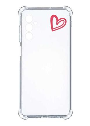 Чехол с утолщёнными углами на samsung galaxy a15 (a155) :: сердечко красное (принт 46)