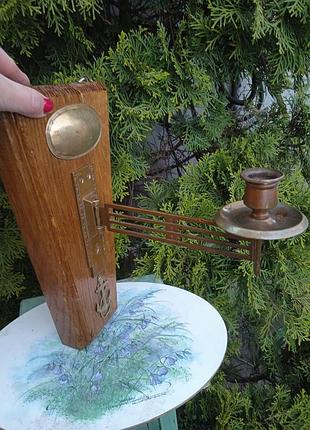 Подсвечник морской из латуни и натурального дерева в отличном состоянии.