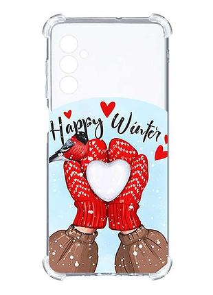 Чохол з потовщеними кутами на samsung galaxy a15 (a155) :: сніжок сердечко (новорічний принт 192)