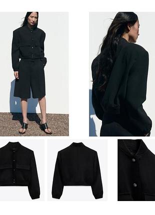 Черная укороченная куртка бомбер в стиле zara