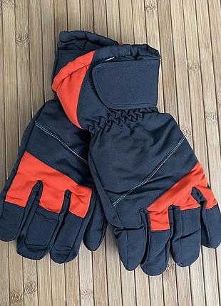 Теплі гірськолижні рукавички лижні рукавиці розмір l-xl колір графіт з померанчевим