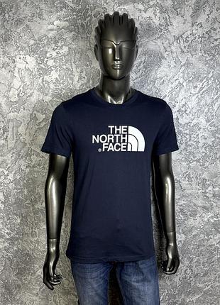 The north face футболка м размер трекинговая синяя с принтом
