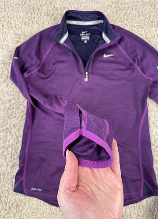 Жіноча спортивна бігова фіолетова кофта nike dri-fit компресійна термо кофта лонгслів 5