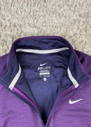 Жіноча спортивна бігова фіолетова кофта nike dri-fit компресійна термо кофта лонгслів 4