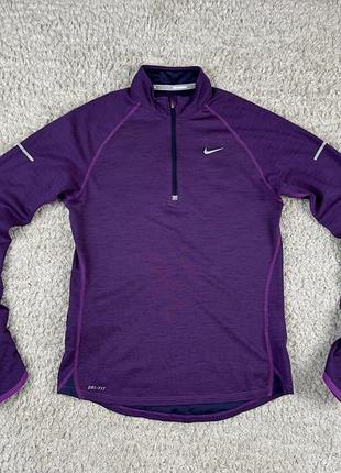 Жіноча спортивна бігова фіолетова кофта nike dri-fit компресійна термо кофта лонгслів 2