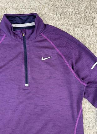 Жіноча спортивна бігова фіолетова кофта nike dri-fit компресійна термо кофта лонгслів 3