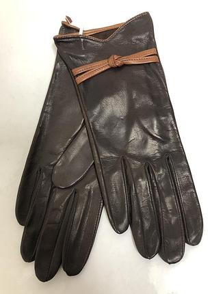 Перчатки женские без подкладки. цвет коричневый. 7,5"/20 см