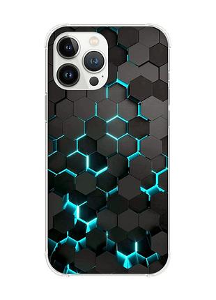 Чехол с утолщёнными углами на iphone 14 pro :: соты 3d (принт 357)