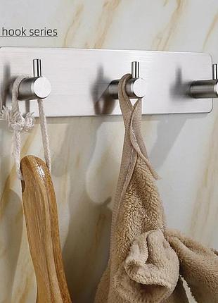 Крючок тройной клеящийся нержавеющая сталь хром 18х4.5 см, athand
