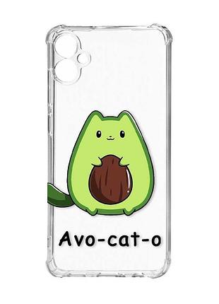 Чохол з потовщеними кутами на samsung galaxy a05 (a055) :: котик авокадо (принт 306)