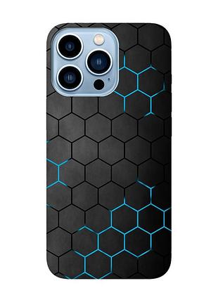 Матовий чорний чохол на iphone 13 pro max фон соти (принт 359)