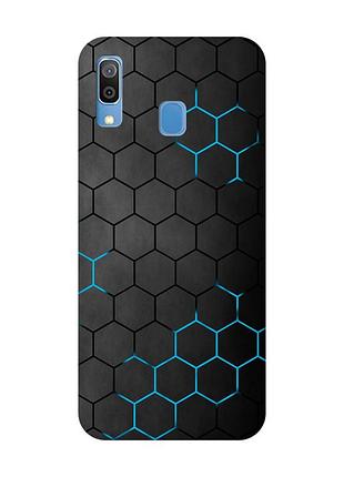 Матовый черный чехол на samsung galaxy a30 (2019)/a20 (2019) фон соты (принт 359)