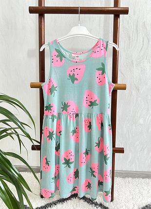 🌿сукня в яскравих полуничках від h&m на 8-10 років, 128-140 см.