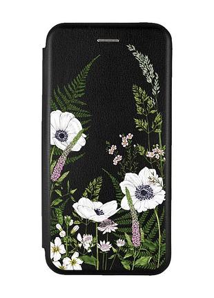 Чехол-книжка с рисунком для xiaomi redmi note 10 pro/note 10 pro max чёрный :: цветы полевые (принт 363)