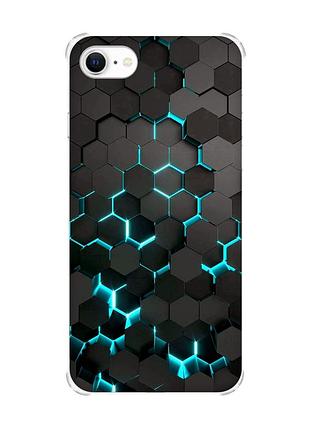 Чехол с утолщёнными углами на iphone 7/ 7s/ 8/ 8s :: соты 3d (принт 357)