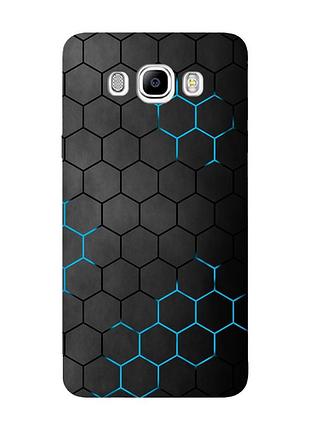 Матовый чехол с черными боками на samsung galaxy j7(2016) j710 :: фон соты (принт 359)