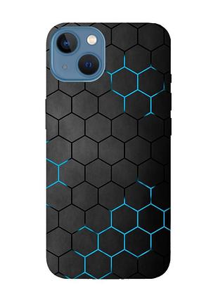 Матовый черный чехол на iphone 13 фон соты (принт 359)