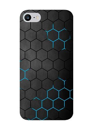 Матовый черный чехол на iphone 7/8 фон соты (принт 359)