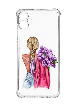 Чохол з потовщеними кутами на samsung galaxy a05 (a055) :: дівчина з бузком (принт 7)