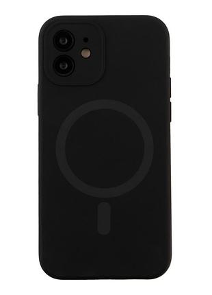 Чохол накладка glow silicone case з рамкою камери для iphone 12 панель-накладка для телефону з magsafe black