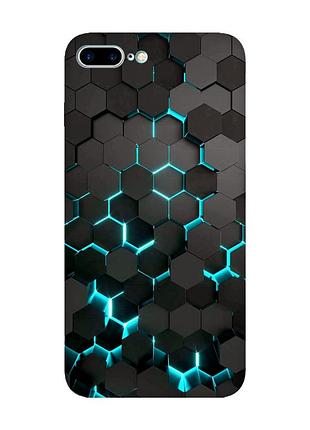 Матовый чехол с бирюзовыми боками на iphone 7 plus / iphone 8 plus соты 3d (принт 357)