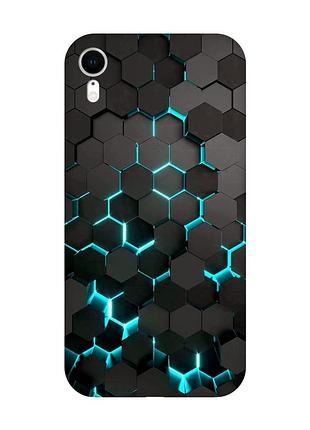 Матовый чехол с красными боками на apple iphone xr :: соты 3d (принт 357)