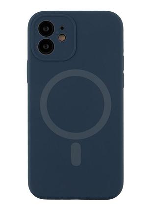Чехол накладка glow silicone case с рамкой камеры для iphone 12 панель-накладка для телефона с magsafe dark