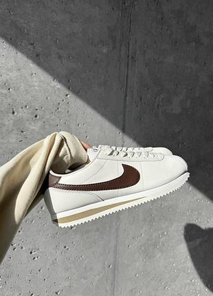 Кроссовки nike cortez light beige / brown premium