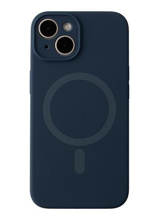 Чехол накладка glow silicone case с рамкой камеры для iphone 14 панель-накладка для телефона с magsafe dark