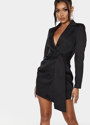 Платье платье блейзер пиджак черная пояс на запах prettylittlething plt