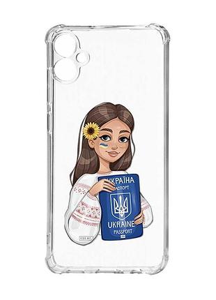 Чохол з потовщеними кутами на samsung galaxy a05 (a055) :: дівчина з паспортом (принт 12)