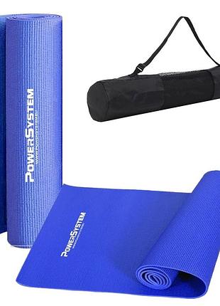 Килимок для йоги та фітнесу power system ps-4014 pvc fitness-yoga mat blue (173x61x0.6)