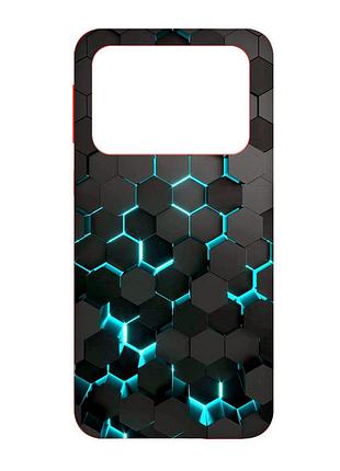 Матовый чехол с красными боками на xiaomi poco x4 pro 5g :: соты 3d (принт 357)