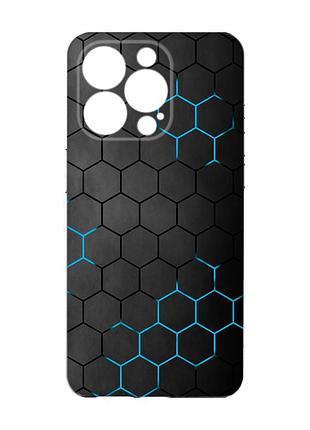 Чехол с защитой камеры на iphone 15 pro :: фон соты (принт 359)