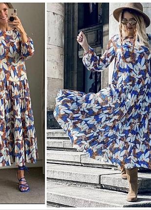 Легкое воздушное свободное платье zara миди /цветочный принт