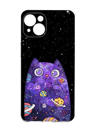 Чехол с защитой камер на iphone 15 :: фиолетовая кошка (принт 361)