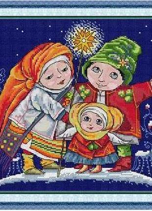 Набір для вишивання за нанесеною на канву схемою "christmas star". aida 14ct printed 40*31 см