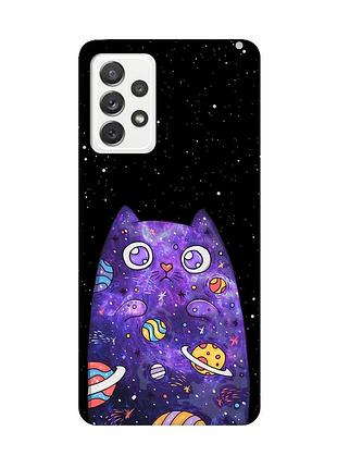 Чехол на samsung galaxy a72 (a725) :: фиолетовая кошка (принт 361)