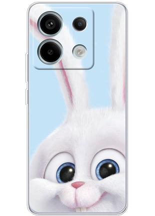 Чехол силиконовый с картинкой на xiaomi redmi note 13 5g (кролик снежок)