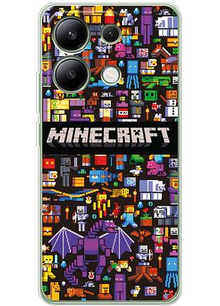 Чехол силиконовый с картинкой на xiaomi redmi note 13 4g (майнкрафт, minecraft)