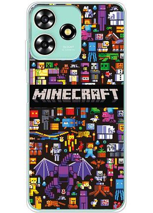 Чехол силиконовый с картинкой на zte blade a73 4g (майнкрафт, minecraft)