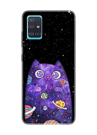 Чохол на samsung galaxy a51 :: фіолетова кішка (принт 361)