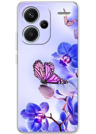 Чохол силіконовий з картинкою на xiaomi redmi note 13 pro plus 5g (квітка, метелик на орхідеї)