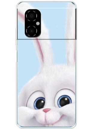 Чехол силиконовый с картинкой на xiaomi poco m4 5g (кролик снежок)