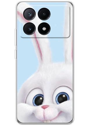 Чехол силиконовый с картинкой на xiaomi poco x6 pro 5g (кролик снежок)