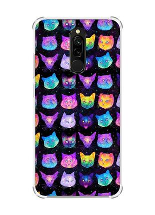 Чехол с утолщенными углами на xiaomi redmi 8 :: кошки фон (принт 362)