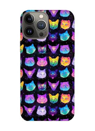 Матовый чехол с розовыми боками на iphone 13 pro :: кошки фон (принт 362)