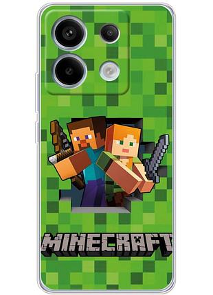 Чехол силиконовый с картинкой на xiaomi redmi note 13 5g (майнкрафт, minecraft)