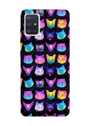 Матовый чехол с розовыми боками на samsung galaxy a71 / a715 :: кошки фон (принт 362)