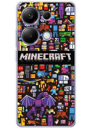 Чехол силиконовый с картинкой на xiaomi redmi note 13 pro 4g (майнкрафт, minecraft)